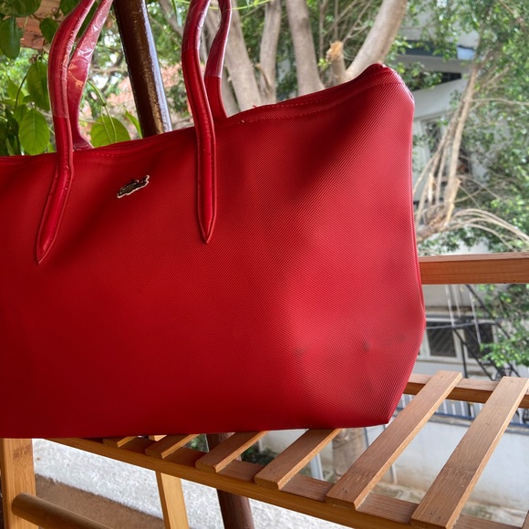 Lacoste Red Solid Tote Bag - Picture 16 of 16